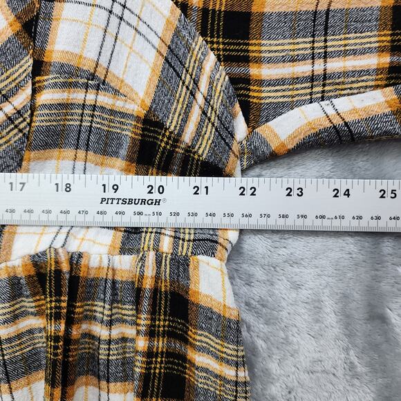 Torrid Top Womens 1 1X/14-16 Yellow Black Plaid Peplum Crinkle Flannel Gauze - Picture 8 of 10